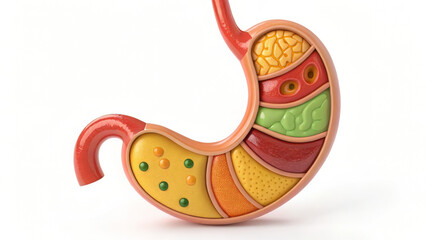 3D cartoon human stomach organ curved shape digestive system anatomy illustration