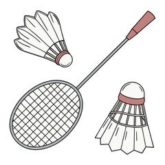 badminton racket and shuttlecock sketch