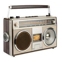 Fototapeta premium Vintage boombox radio with speakers and handle showcasing retro design and classic audio style