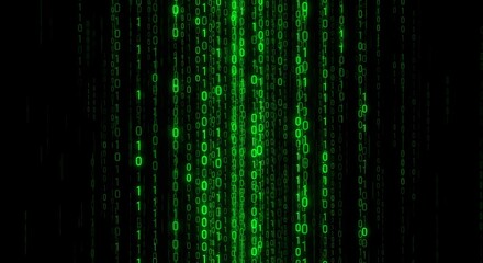 Green digital rain background matrix style binary code data stream wallpaper effect