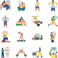 Fototapeta premium Set of Advocacy Flat Style Illustrations