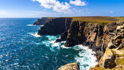 Coastal cliffs meet the ocean