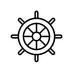 Obraz premium Ship's wheel icon in minimalist style with black outline design 