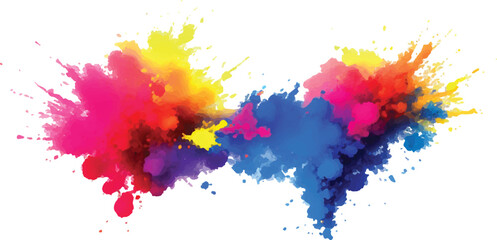 Abstract Holi Color Explosion – Isolated Bright Rainbow Powder Splash on White for Vibrant Festival Graphics
