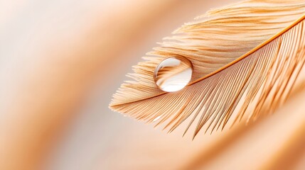 Close up of a wispy silky feather with a gentle dreamy texture in soothing natural hues