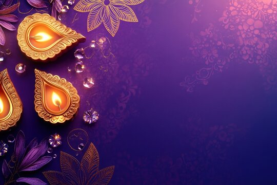 minimalistic design Diwali, Deepavali or Dipavali the festival of lights india with gold diya patterned