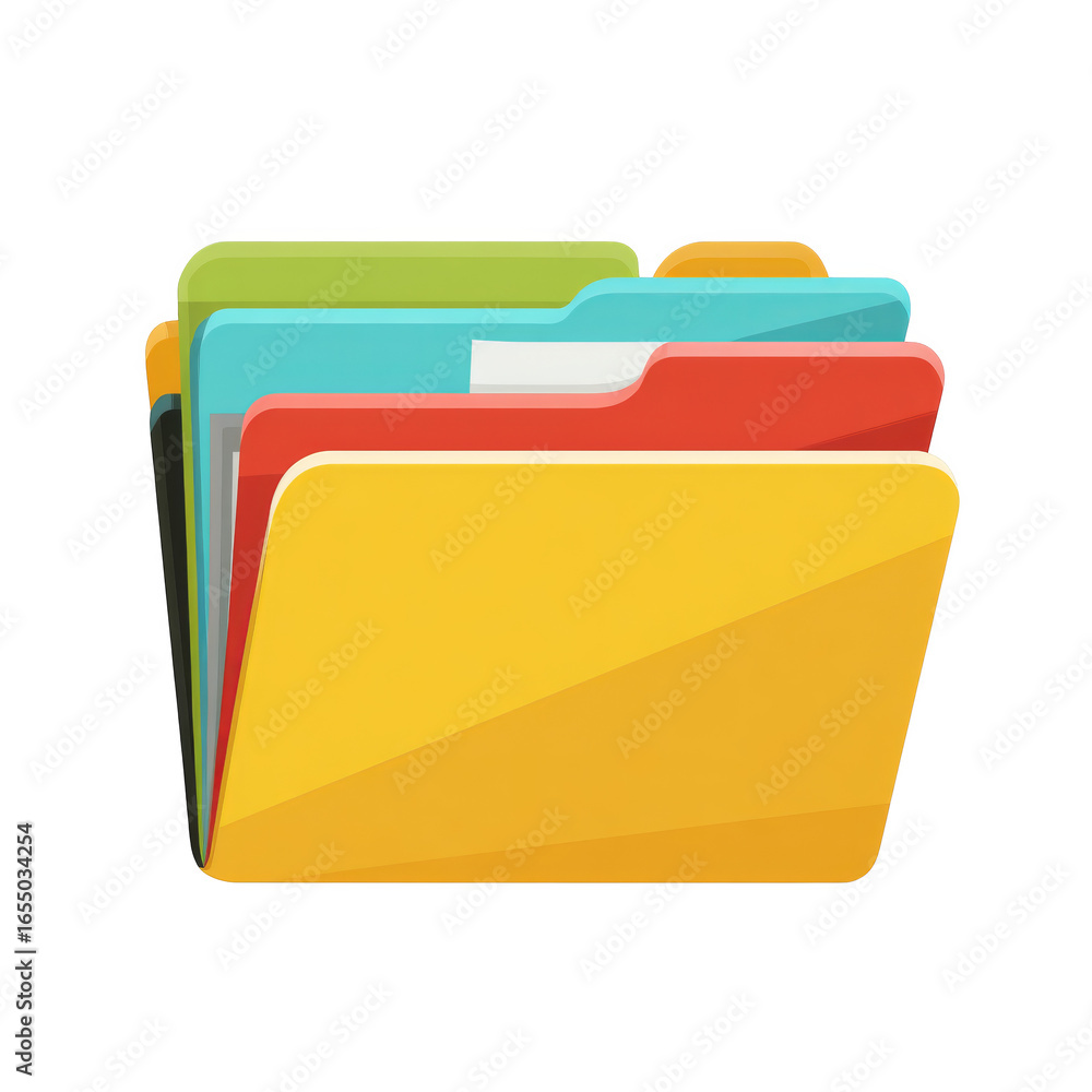 Poster flat design of colorful vector folder icons for document management and organization use