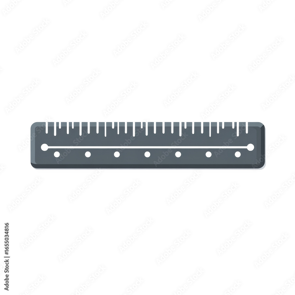 Poster Flat Vector Illustration of a Simple Ruler Icon for Math and Educational Use