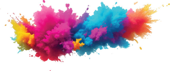  Holi Festival Paint Burst – Colorful Powder Explosion with Rainbow Pigment on Clean White Isolated Background
