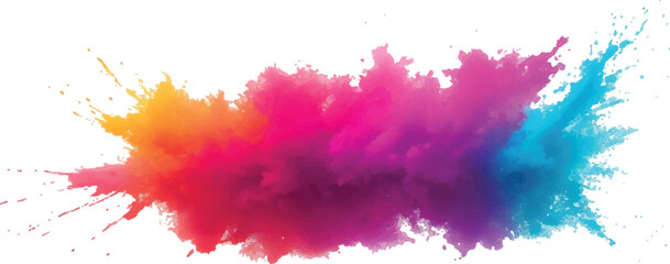 Rainbow Holi Color Explosion – Paint Powder Splash on White Background for Bright Festival Art and Design
