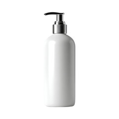 Realistic 3D Render of a Stylish White Shampoo Bottle with a Pump Top Viewed from the Back