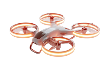 Modern drone with glowing rotors