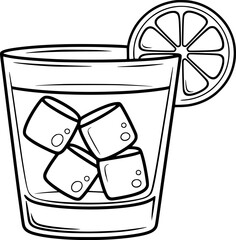 Refreshing beverage with ice and citrus garnish drink glass