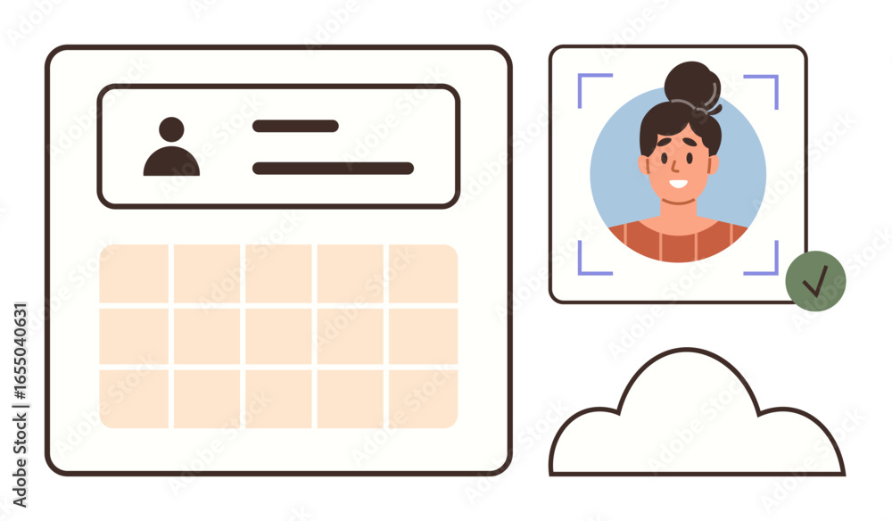 Poster profile photo next to a user interface with input fields and a calendar grid, plus a verification ch