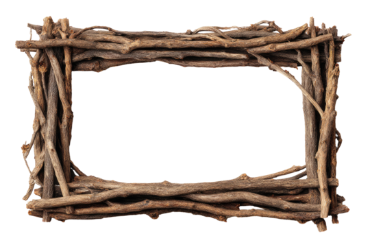 Rustic wooden frame crafted from interwoven twigs