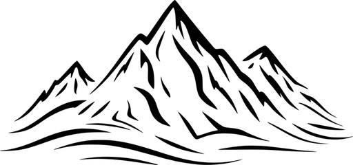 Stylized mountain range black and white peak summit