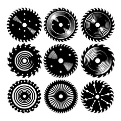 set of Circular saw blades vector , set of Circular saw blades silhouette