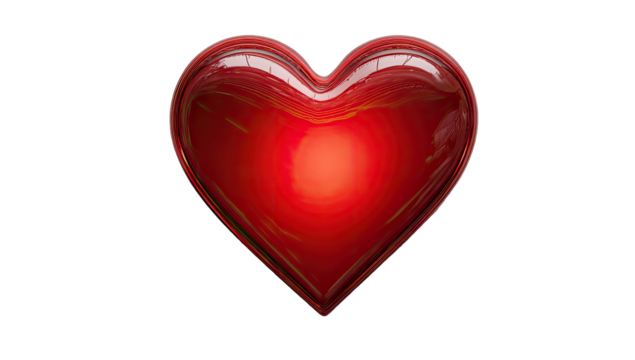 Glossy red heart shape on black background