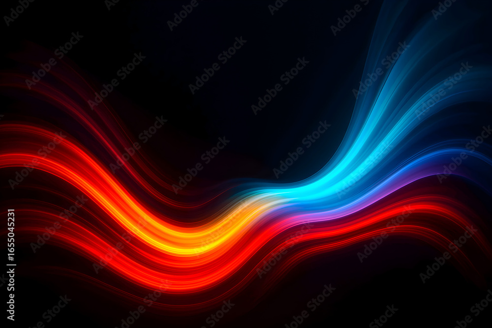 Aufkleber abstract fractal art of colorful flowing waves with a glowing light effect