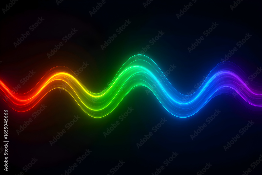 Poster abstract flowing colorful waves of light and lines create a vibrant glowing energy pattern