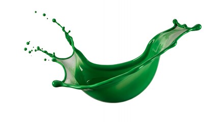 Fresh Green Splash on White Background