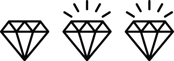 Diamonds Icons Line Set with transparent background, Brilliant Gemstones, Luxury Gems