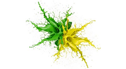 Green Yellow Splash on White Background