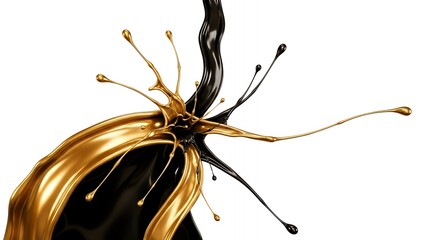 Luxury Black Gold Splash on White Background