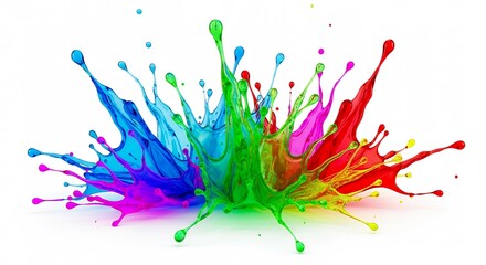 Neon Color Splash on White Background