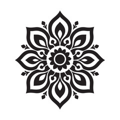 Ornamental Mandala Design Vector - Black Floral Pattern Art