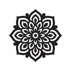 Ornamental Mandala Design Vector - Black Floral Pattern Art
