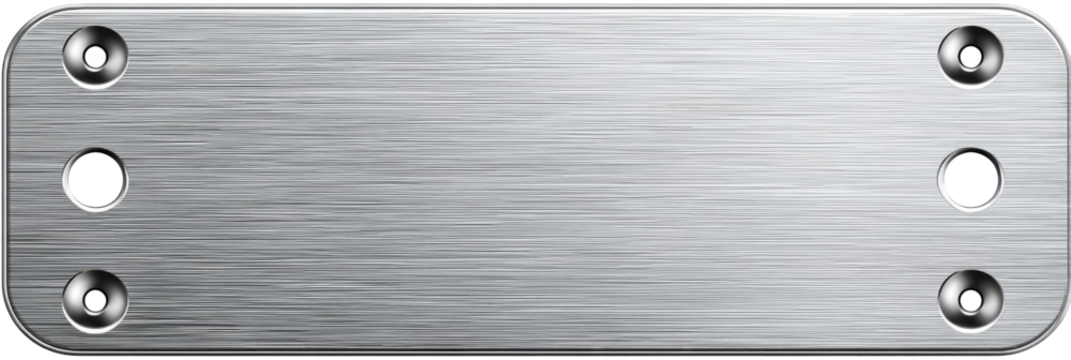 Rectangular brushed metal plate with mounting holes