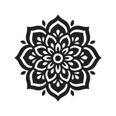 Ornamental Mandala Design Vector - Black Floral Pattern Art