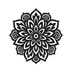Ornamental Mandala Design Vector - Black Floral Pattern Art