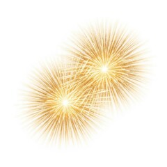 Fototapeta premium Two golden bursting fireworks isolated on white background