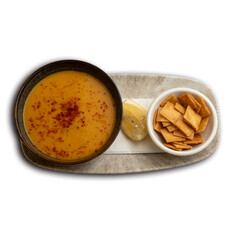 Lebanese soup, traditional, aromatic, healthy, plated, fresh, homemade, vegetable, lentil, chickpea, savory, appetizing, cuisine, dish, flavorful, gourmet, closeup, restaurant, healthyfood, authentic,