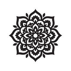 Ornamental Mandala Design Vector - Black Floral Pattern Art