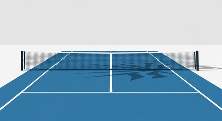 Tennis Court Background with Net and Shadows, Sports Concept
