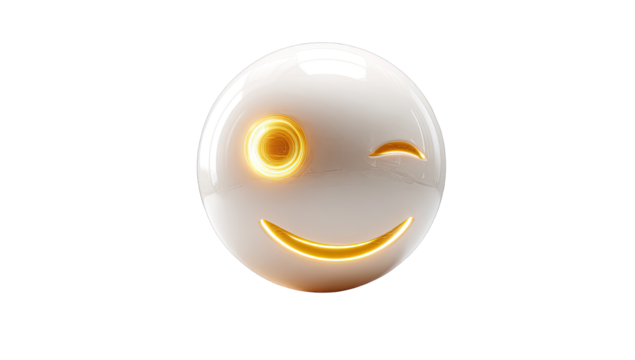 Winking emoji, smooth sphere