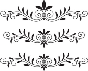 Obraz premium Elegant Floral Dividers Vintage Line Separator Clipart for Wedding, Invitations, Branding & Certificate Design