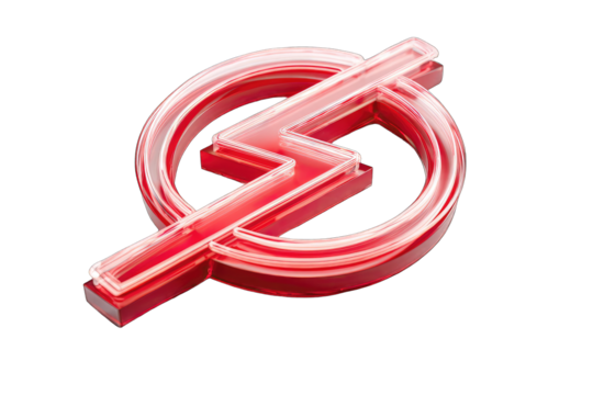 3D rendered red lightning bolt symbol