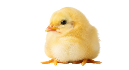 Obraz premium Cute yellow baby chick isolated on white background