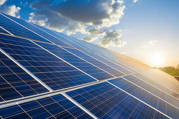 Renewable energy solar panels installed on house roof.