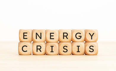 Energy crisis message on wooden block shape. Copy space