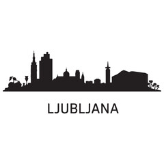 Fototapeta premium Ljubljana skyline silhouette. Vector illustration. Vector black silhouette. with white background