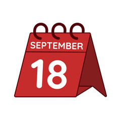 september 18 desk calendar vector on white background
Vector red calendar flat icon