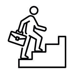 Businessman Climbing Stairs Icon &ndash; Career Growth and Success Vector Illustration