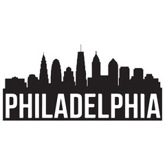 Philadelphia city skyline. Negative space city silhouette. Vector illustration. Vector black silhouette. with white background