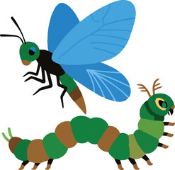 Bright sunbeam highlights a playful caterpillar