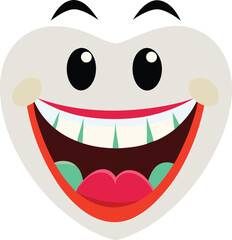 Smiling teeth, tooth with heart